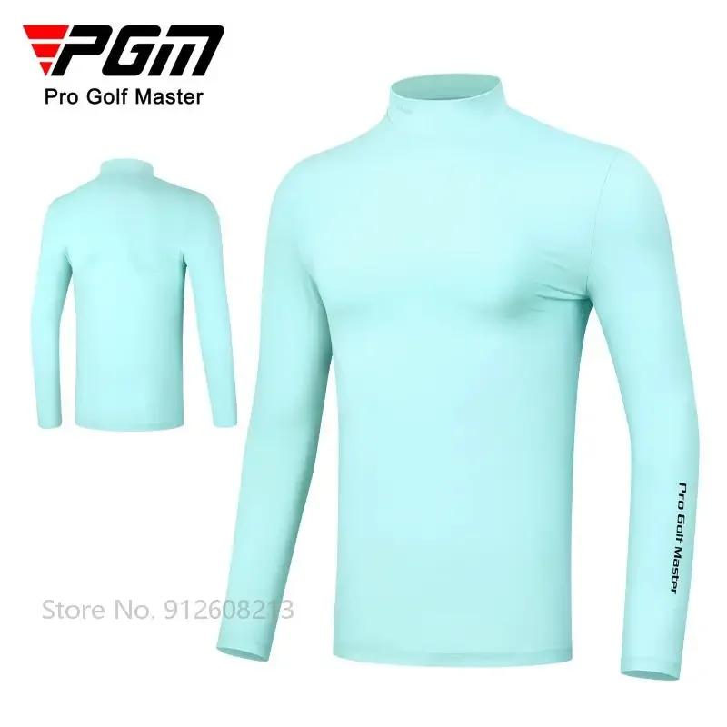 PGM Summer Male Cooling Ice Silk Golf Shirt Long-Sleeve Sunscreen Golf Underwear Men Breathable UV-proof Tops Elastic T-shirt