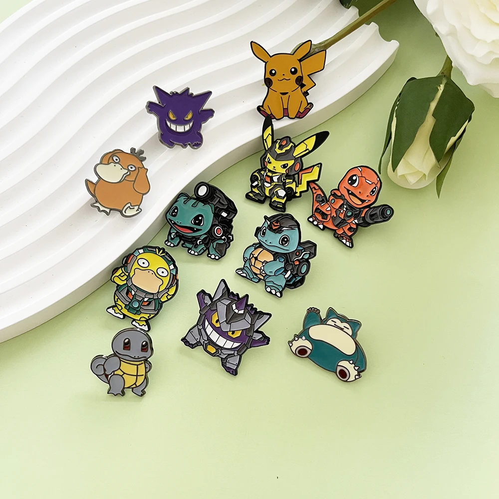 Conjunto de alfinetes esmaltados pikachu e gengar, 11 peças, broches de bandagem criativa, emblemas de metal, acessórios para mochilas, roupas, joias, presente