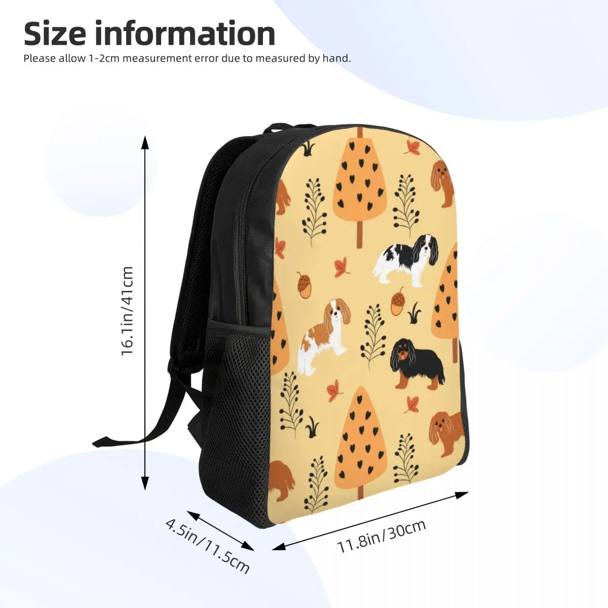 Cavalier King Charles Spaniel In Autumn Laptop Backpack Men Women Casual Bookbag for College School Students Cartoon Dog Bag