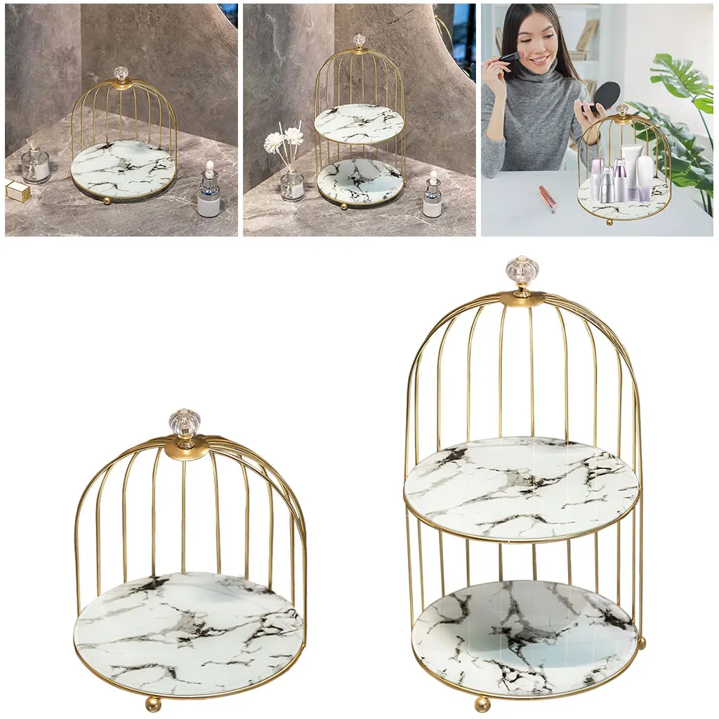 Iron Art Nordic Style Bird Cage Rack Lipstick Perfume Cosmetic Skin Care Product Storage Rack Finishing Table Rack