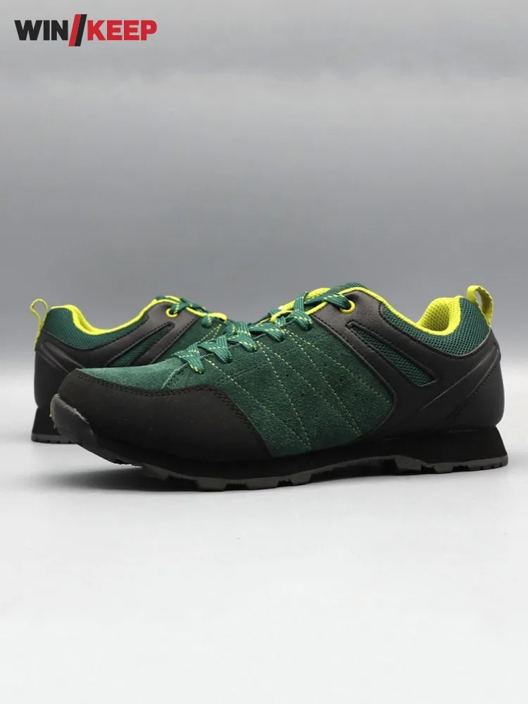 

Мужские и женские кроссовки для активного отдыха, дышащие, нескользящие, низкие, из замши и кожи, с элементами пэчворка, для спорта, треккинга и кемпинга