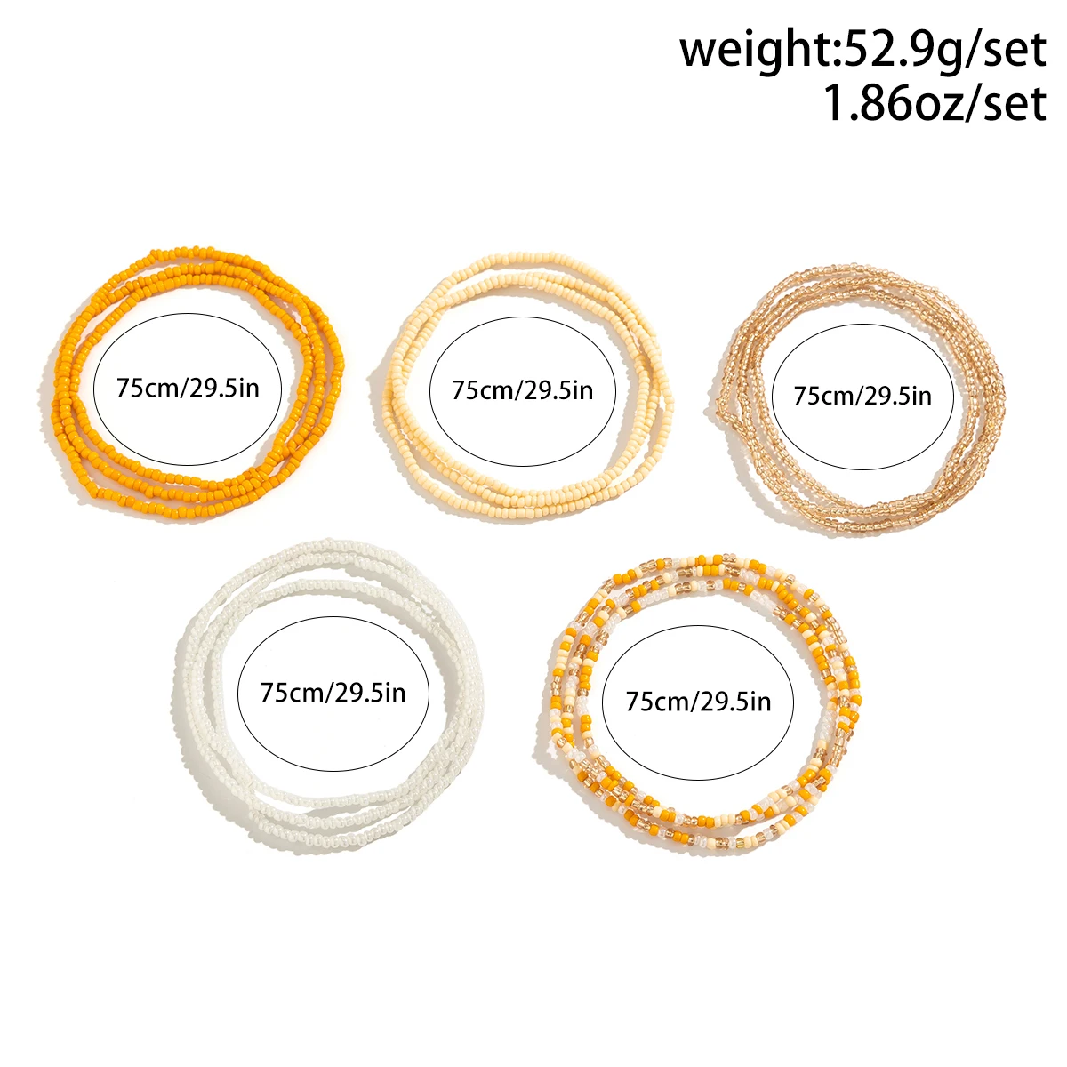 5Pcs/Set Bohemian Coloful Rice Bead Waist Chain dla kobiet Sexy Bikini Wielowarstwowy cienki pasek Łańcuch na brzuch Letnia plaża Biżuteria do ciała