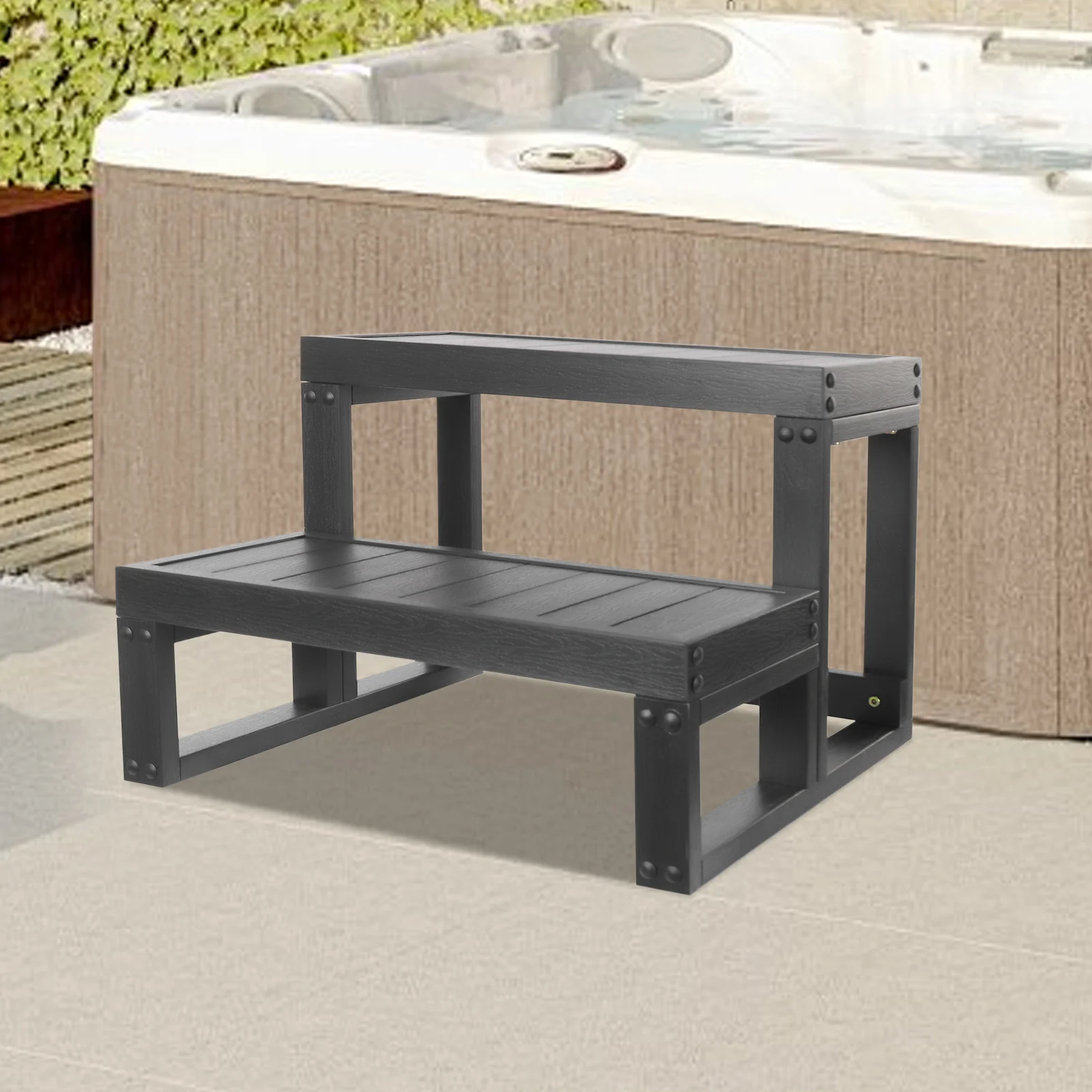 

Универсальные спа-ступени, нескользящие деревянные пластиковые ступеньки для использования в помещении или на открытом воздухе, 23,62*10,63 дюйма, подходят для любой формы и размеров с гидромассажной ванной