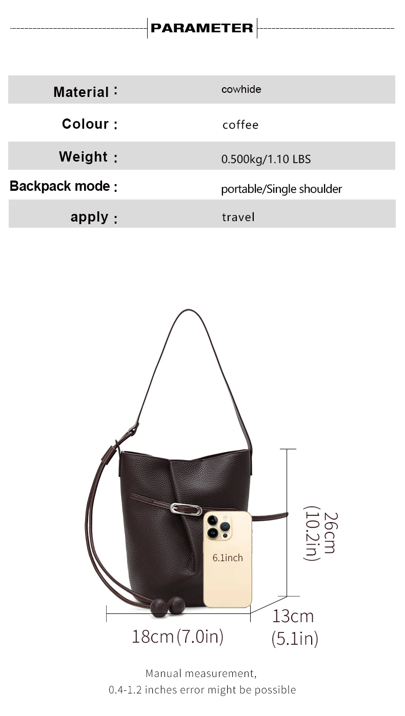 2026 Neu eingetroffene Damen-Umhängetasche aus echtem Leder, Nischen-Design mit hochwertiger Textur, großes Fassungsvermögen, minimalistisch und vielseitig – Detail 4