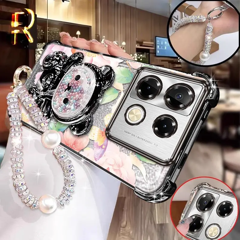 

Note 40pro Beautiful butterfly prints Bracelet Holder Phone Case For Infinix Note 40 Smart 8 5 7 itelA70 SparkG0 2024 2025 Cover