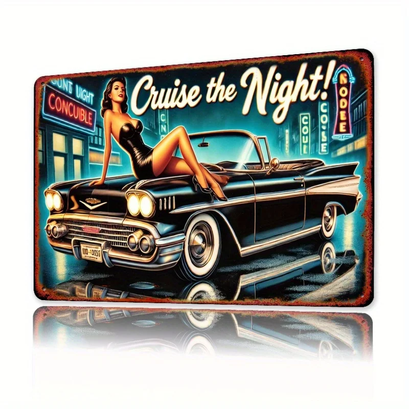 Iron Wall Sign - Vintage Night Patrol Retro Metal Poster wit