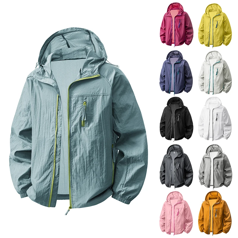 

Summer UPF50+ Jackets Men Hooded Windbreaker Skin Coats Camping Sunscreen Clothing Mens Ultrathin Fishing Wearing Man Sportswear