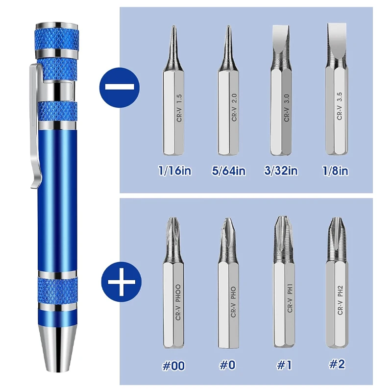 Multifunction 8 in 1 Mini Aluminum Precision Pen Screw Driver Screwdriver Set Repair Tools Kit for Cell Phone Screwdrivers Pen