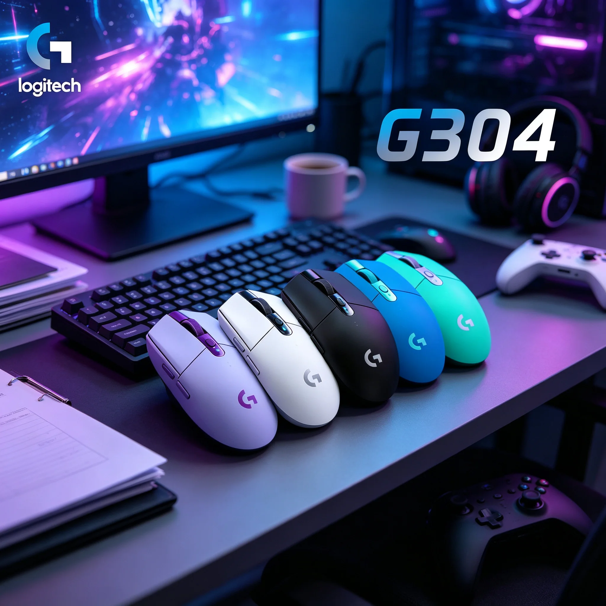 Logitech G304 Wireless Gaming Mice Portable Compact Body Suitable For PUBG CS2 Valorant Travel Gaming And Home Use