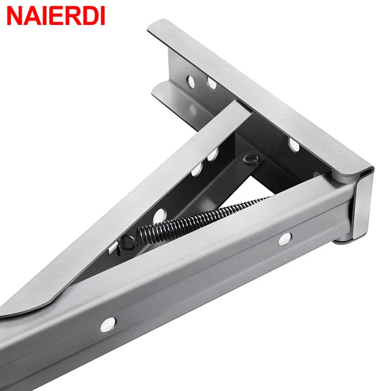 Steel Folding Angle Bracket - NAIERDI 2 PCS Triangle Wall Mount Bracket,Easy to Install, For Shelf, Bench, Table