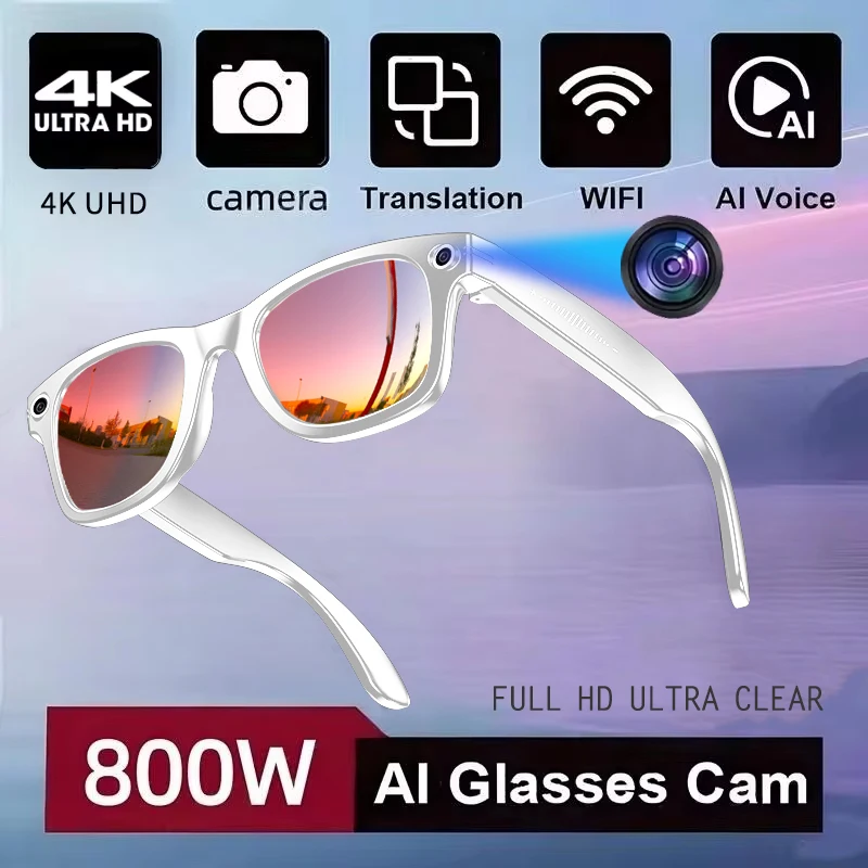 New 800W Camera AI Glasses Men Color-Changing Smart Translation Glasses Photo Video Recording Waterproof Call Smart Sunglasses