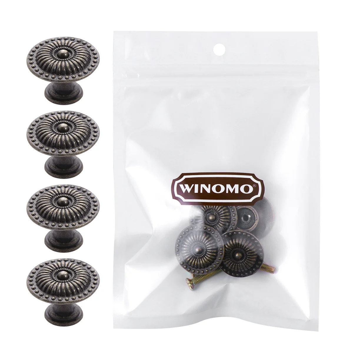 

4pcs Vintage Drawer Knobs Pull Handles Zinc Alloy Retro Style Cabinet Hardware Elegant Decor Wardrobe Furniture