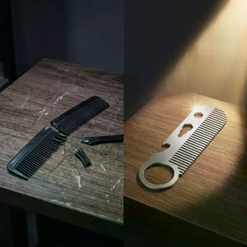 Comb Beard Hair Styling Portable Mini Comb Durable With Bottle Opener Multi-Use Travel Toel Tool Multifunctional Stainless Stee