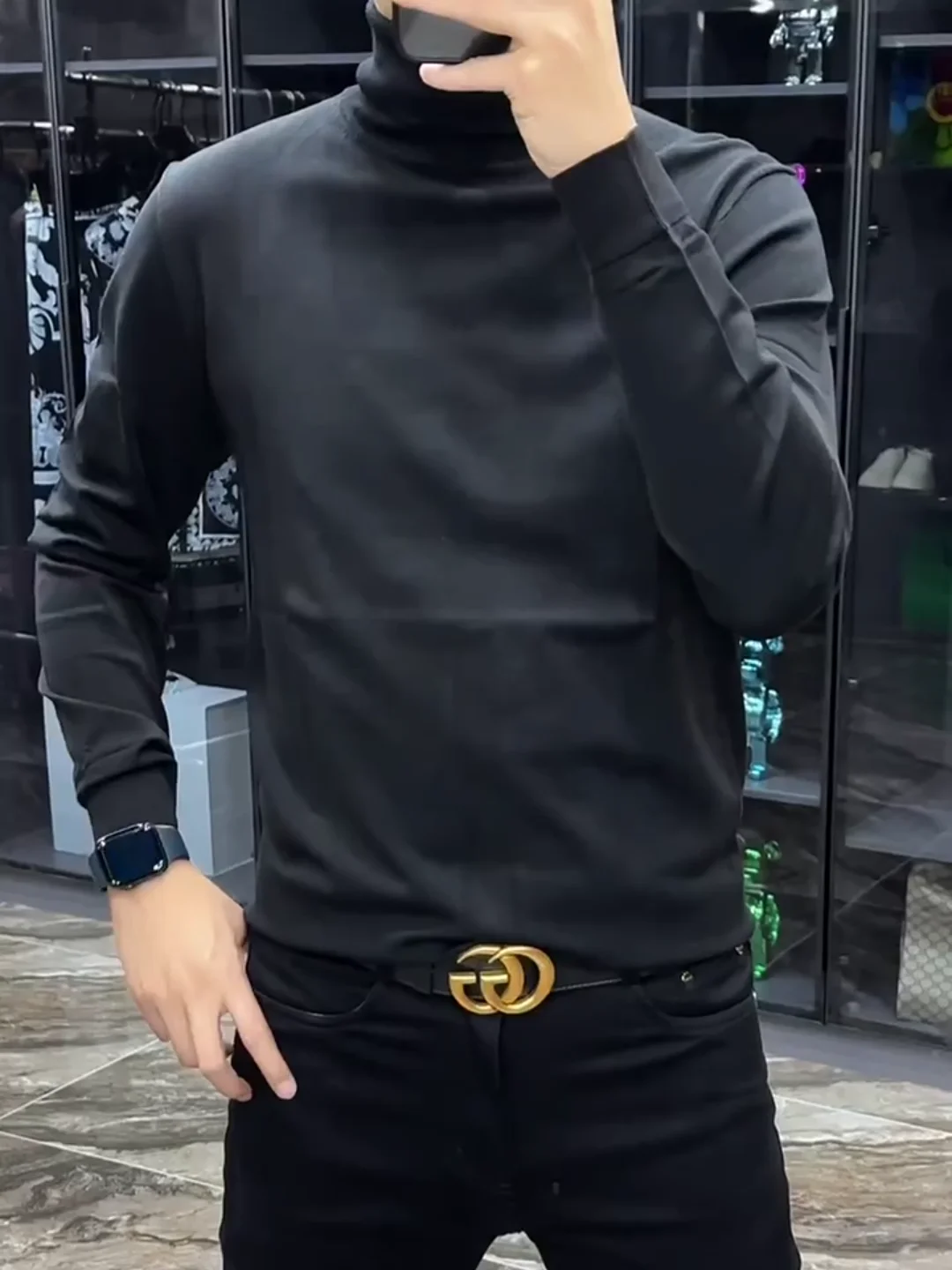 

Модный мужской вязаный свитер с высоким воротником, удобный, универсальный, осенне-зимняя новинка, доступны разные цвета.