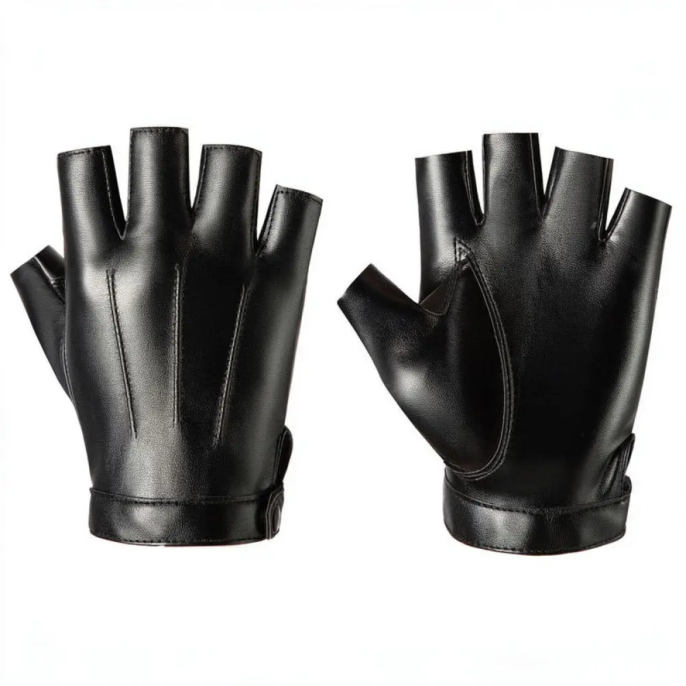 Cool Punk Style Rivet Hand Accessories Faux Leather Hollow Out Bandage Gloves For Street Dance Performance Cosplay Clubwear