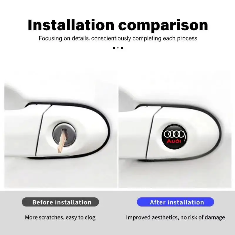 2Pcs Car styling Lock Keyhole Stickers Decoration Protection For Audi Sline RS A3 A4 B8 8P 8V A6 C7 A5 Q5 B7 B6 B9 Q7 A1 A7