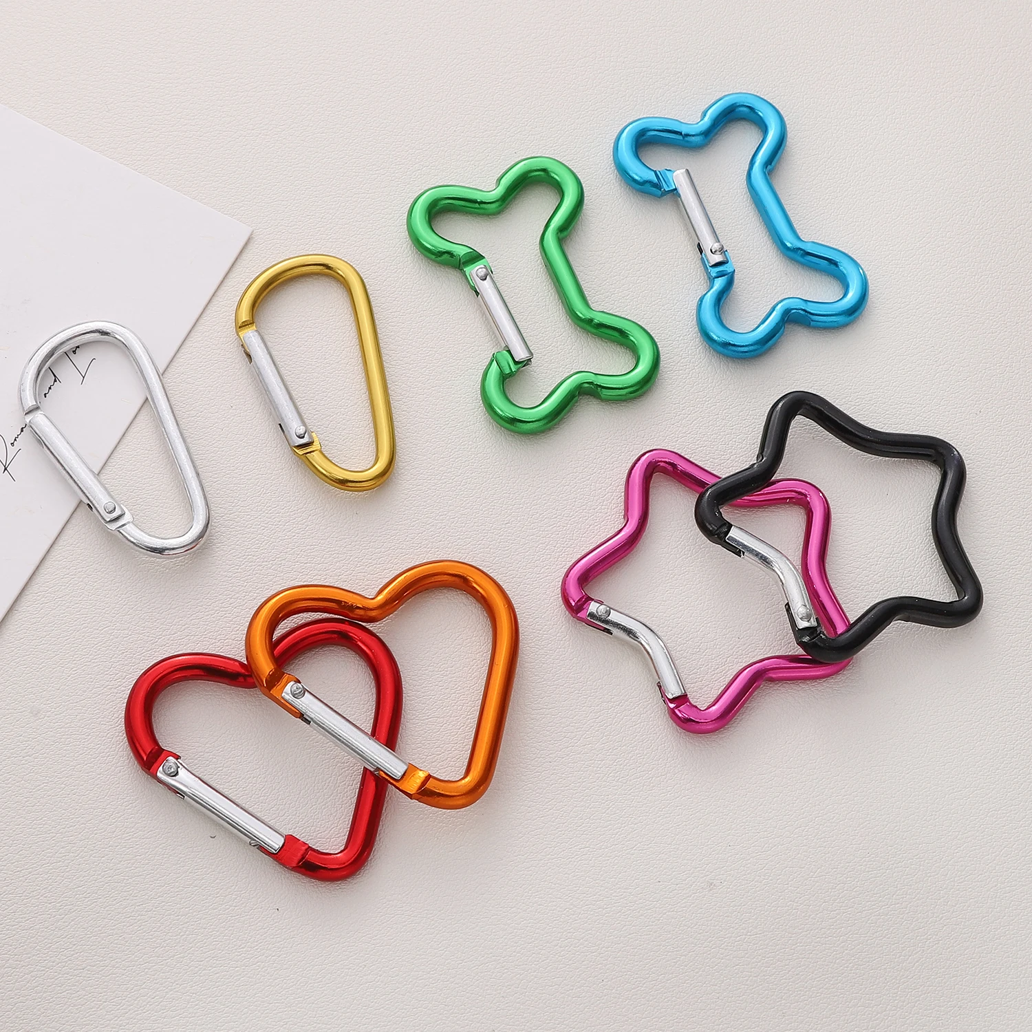 1pcs Carabiner Rock Aluminum Mountain Buckle Star/Heart/D/Bone Shape Locking Clasp Keychain Multifunction Tools Jewelry Findings