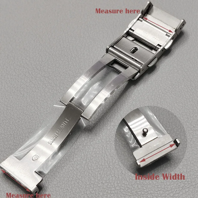 316L Stainless Watch Buckle 18mm 20mm 22mm for Seiko Watch Band Clasp Double Lock Button Adjustable Silver Diver Folding Buckle