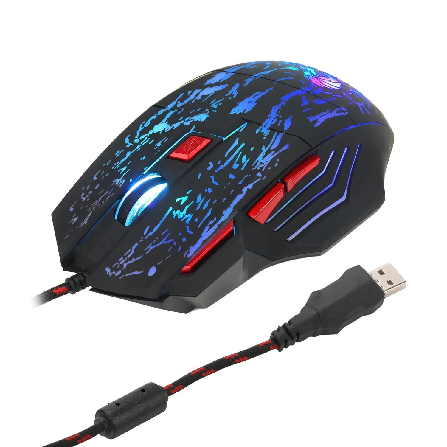 Ergonomische Mäuse mit Atemlicht, 5500 DPI, 7 Tasten, für Windows, Mac OS, PC, Laptop, 3D-Hintergrundbeleuchtung, H300 USB-Gaming-Maus mit Kabel