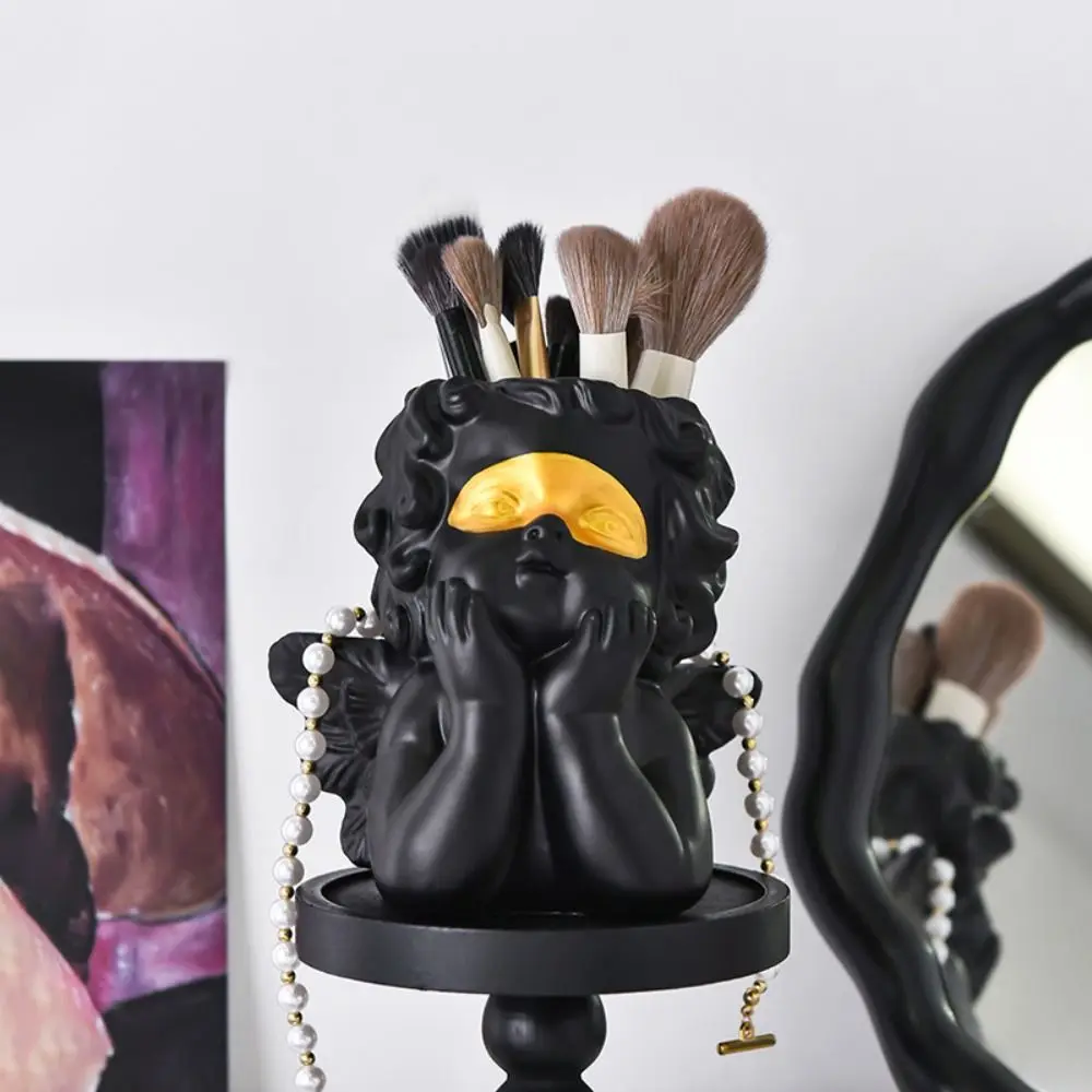 

Creative Angel Pen Holder Cute Large Opening Desktop Storage Container Smooth Funny Makeup Brush Storage Bucket Lipstick