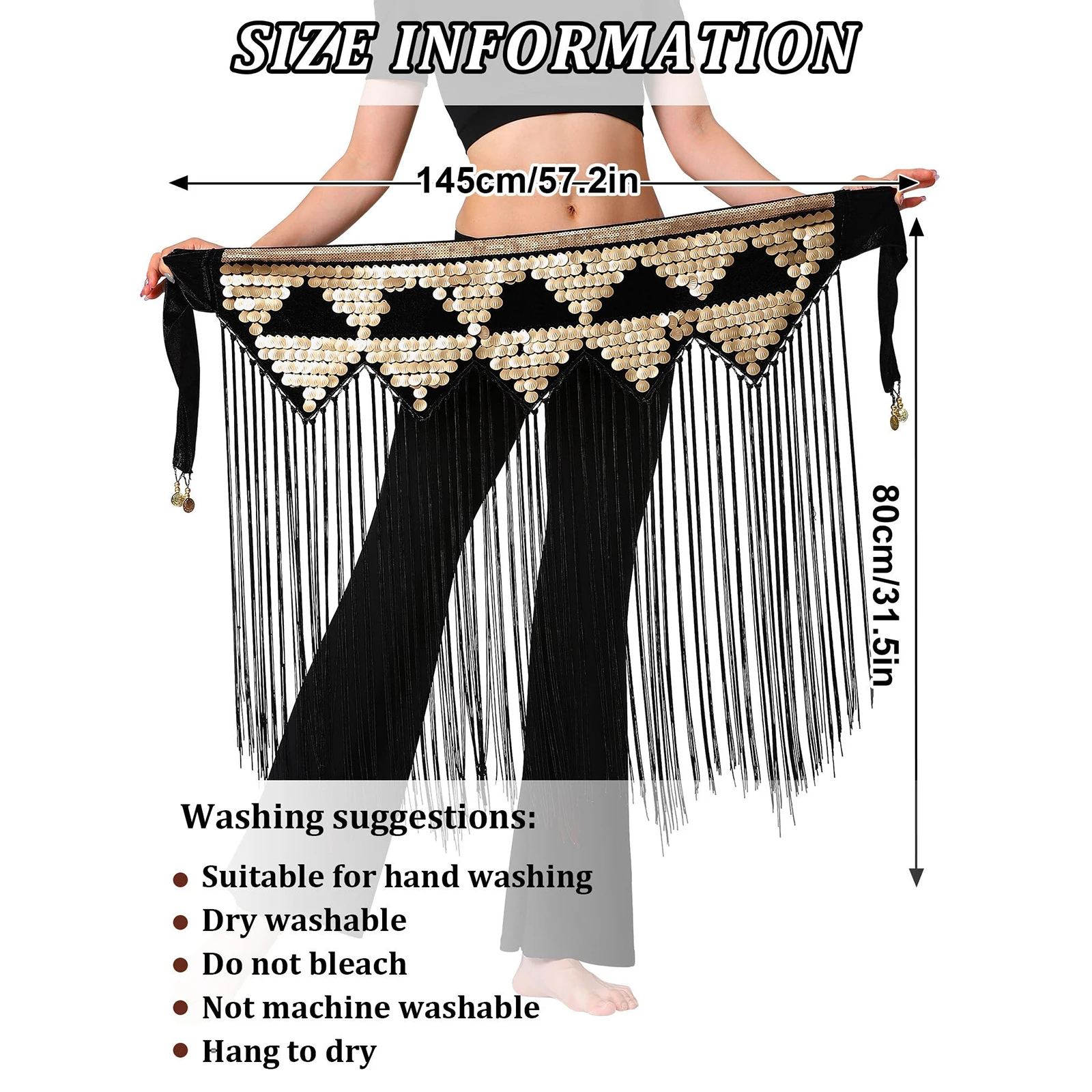 Feminino dança do ventre longo borla hip cachecol lantejoulas franja cachecol envoltório saia rave festival traje para dança wear acessórios cinto