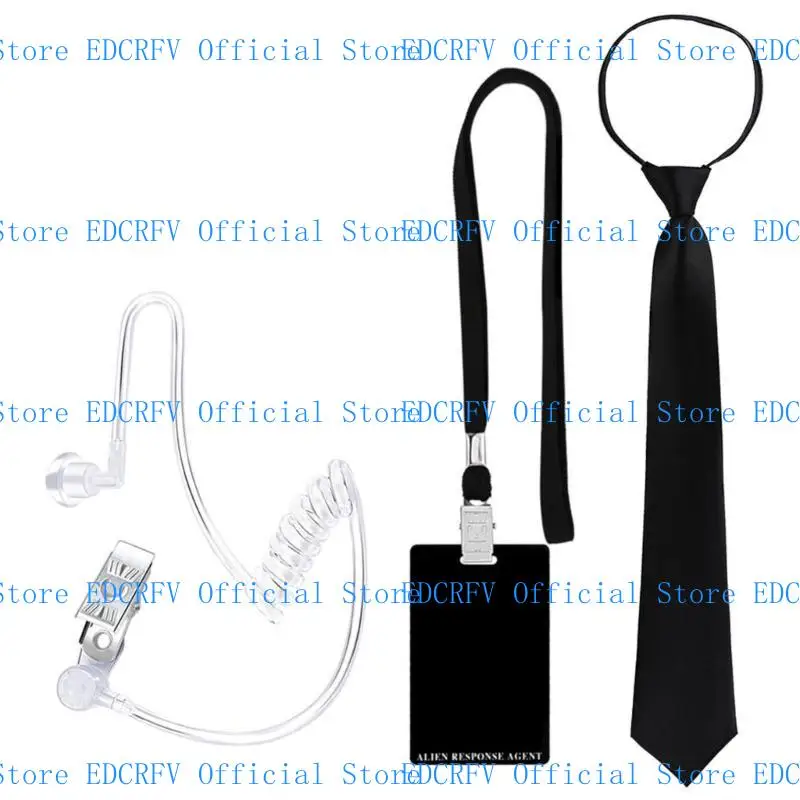

39BD Secret Agent Costume Accessories With Earpiece Glasses and Neck Tie Halloween Cosplay Costumes For Adult Kid Cosplay