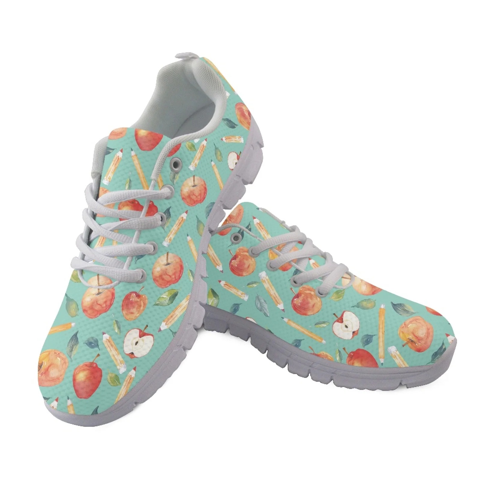 Coloranimal Apple Pencil Pattern Anti-Slip Athletic Shoe Women's Walking Shoes Running Sneakers for Mens Ladies