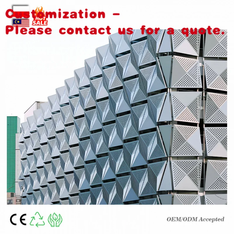 custom.3D Curtain Wall Backdrop Cladding Exterior Carved Aluminium Veneer Aluminium Perforated Facade Panel Cladding