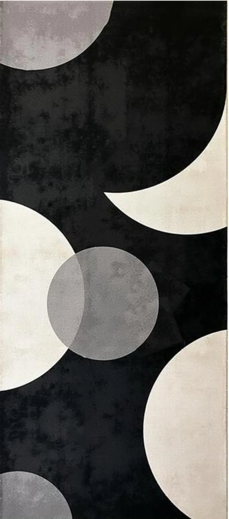 Long Entryway Mat Constructivism Black Grey White Geometric Contrast Printed Long Runner Rug Asymmetric Circles for Hallway