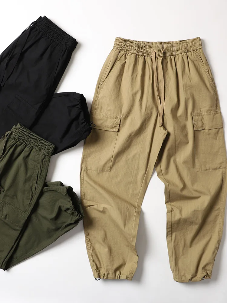 

Japanese Sle Khaki Waed Pure Cotton Work Pants Men's Color Loose Casual Long Trousers Large Size Trendy