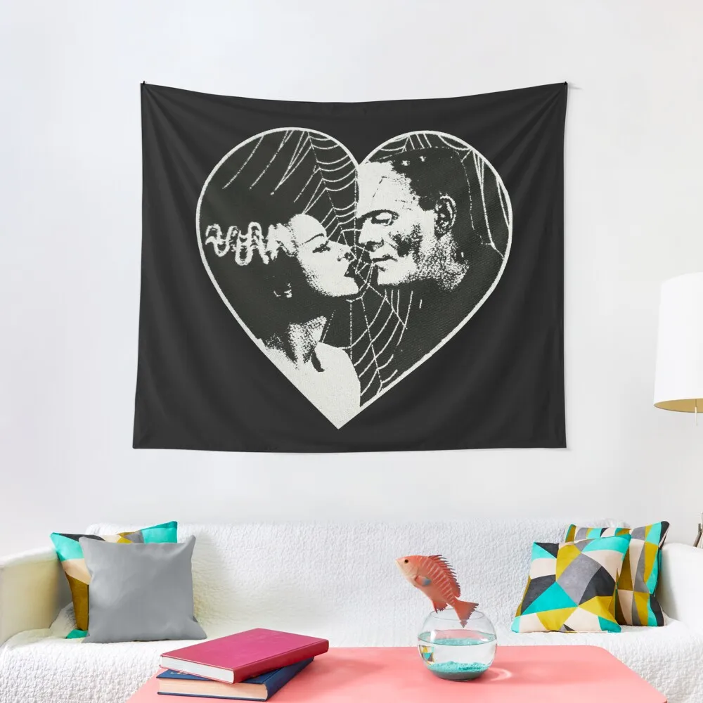 

Frankenstein and Bride Goth Emo Heart Tapestry Room Decorating Aesthetic Nordic Home Decor House Decor Tapestry