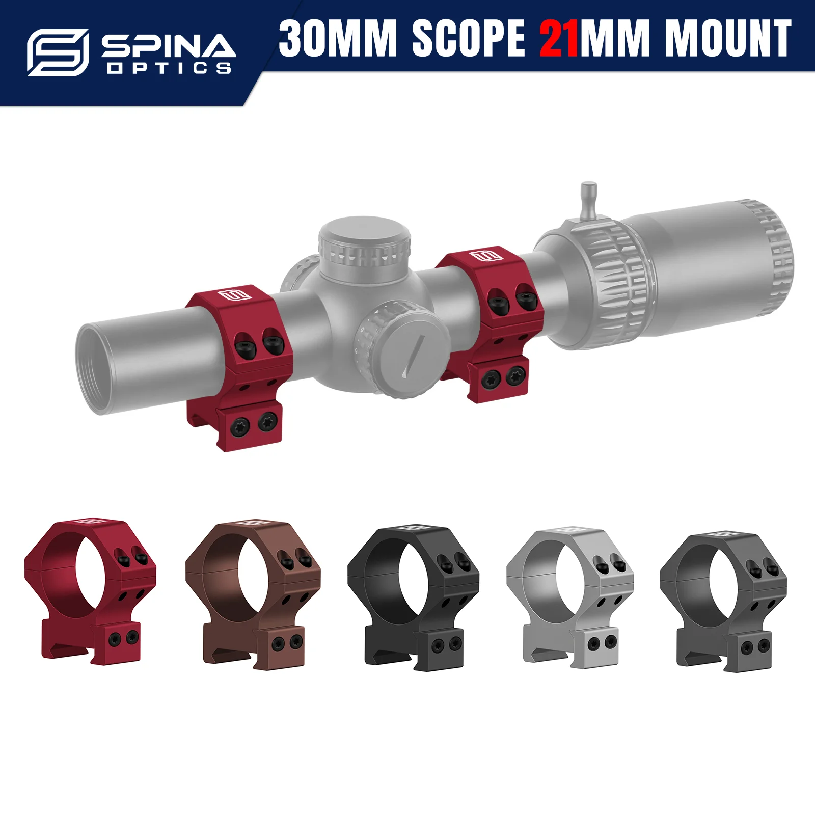 

SPINA OPTICS красный, коричневый, серебристый и серый, 5 цветов, 30 мм, кольца прицела, высота центра 1,21 дюйма, 20 мм, крепление на рейку, настоящий пистолет, отдача AR15 5,56