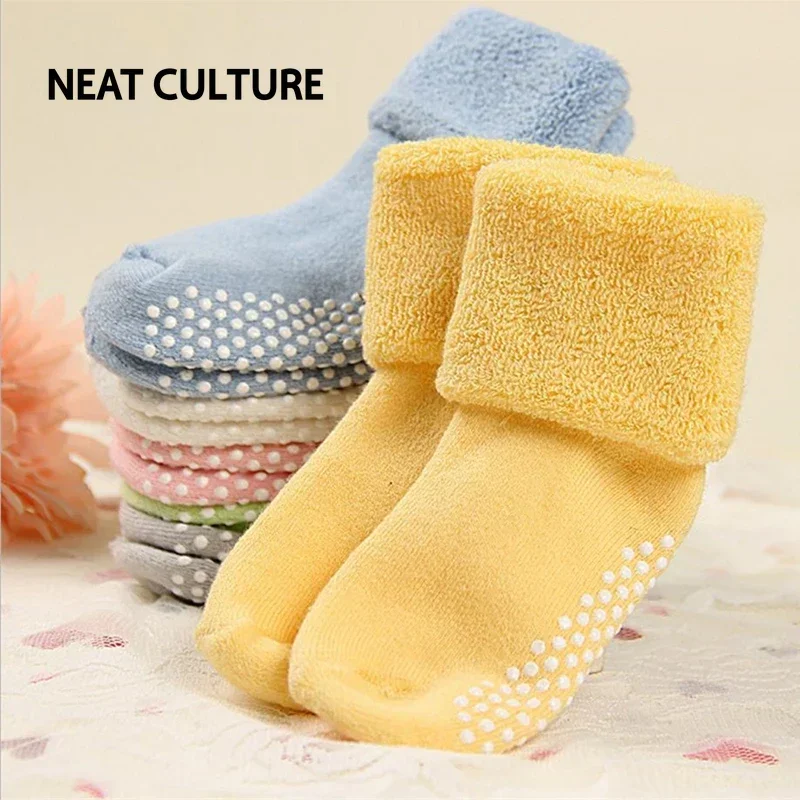 Cotton Baby Socks Autumn Winter Thicken Warm Newborn Boy Girl Floor Socks Baby Non-slip Terry Socks for Boys Girls 0-3 Year