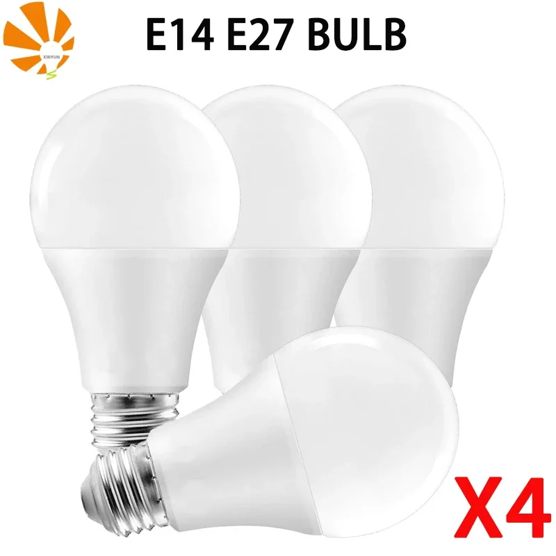 4pcs/Lot LED Bulb Lamps E27 E14 AC220V 20W 18W 15W 12W 9W 6W 3W Indoor Living Room Home  Spotlight Table Indoor Lamp Candle Ligh