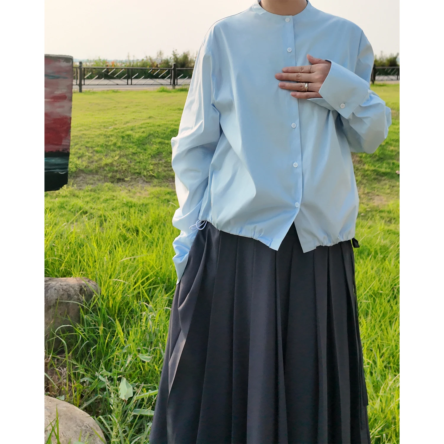 

Ele Gentleman High-Stretch Banana-Sve Dstring round Ne irt MeeMeeLab Cotton Polyester Blend Breathable Long Sle...