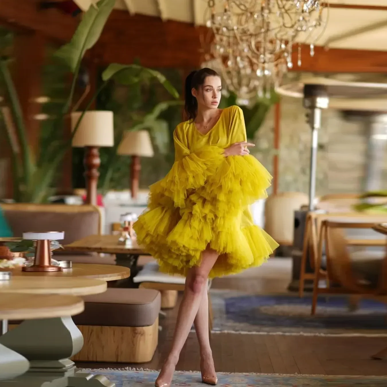 Party Dresses Fluffy Knee Length Layered Ruffles Women Party Dress Short Dubai Luxury A Line Prom Gown Tulle Custom Color