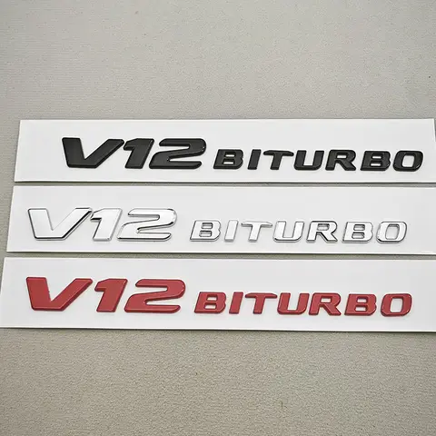 3D ABS Chrome Black Car Letter Side Fender Badge Logo V12 BITURBO Sticker Emblem For Mercedes Benz AMG G63 G65 Auto Accessories