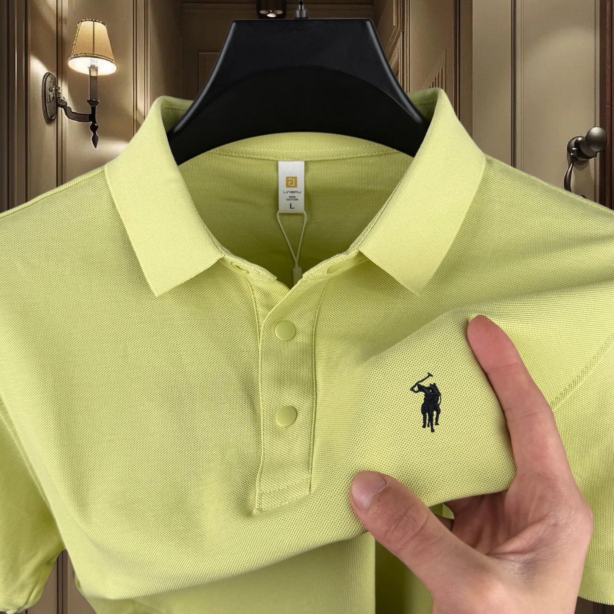 

100% pure cotton high-end brand men's short sleeve polo shirt 2026 summer luxury fashion pony embroidery golf top casual T-shirt