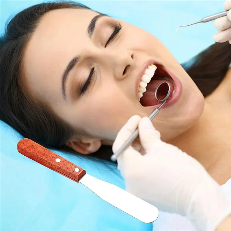 ABKO-Dental Lab 8-дюймовый шпатель из нержавеющей стали, гипс, выравнивание воска, инструмент для смешивания с деревянной ручкой
