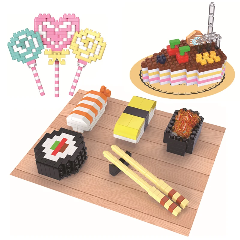 Mini bloques de construcción Moc Cake Lollipop Micro Particle Diamond Building Blocks DIY Fun Puzzle Assembly, juguetes para niños, regalos de