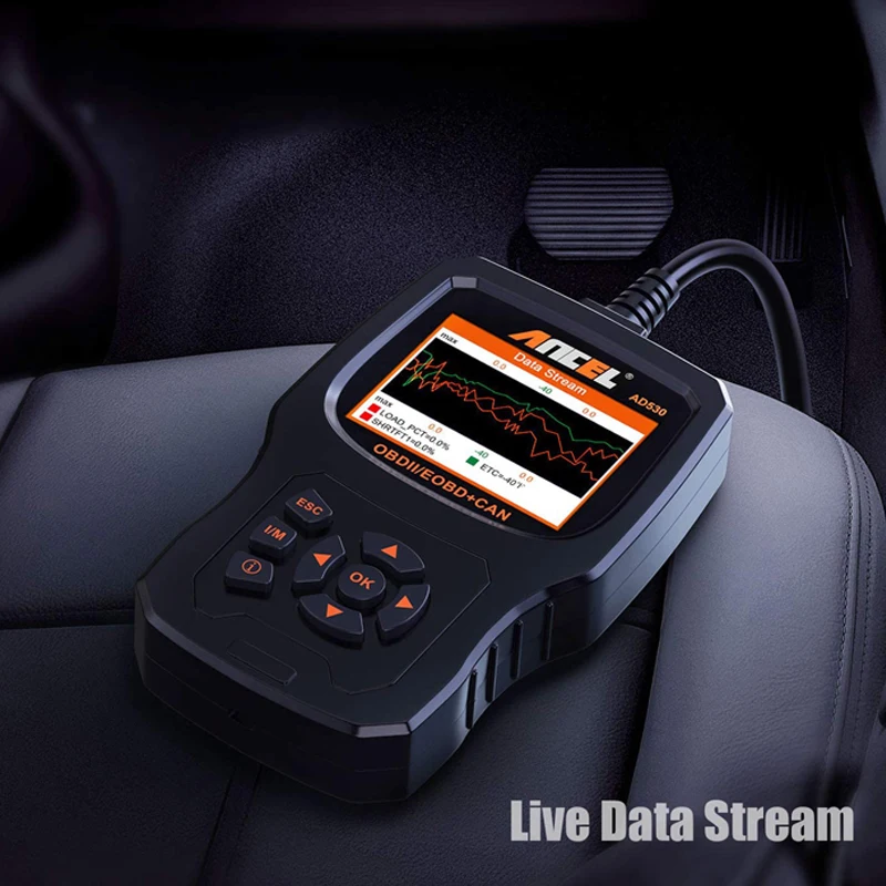 ANCEL AD530 Vehicle OBD2 Scanner Car Code Reader Diagnostic Scan Tool Enhanced Code Definition Upgraded Graphing Battery Status