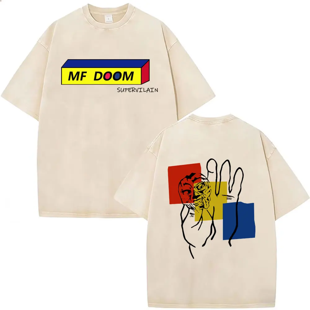 

Washed Vintage Rapper Mf Doom Graphic T-shirt Men Women Hip Hop Fashion O-collar T-shirts Male Casual Retro Oversized Streetwear
