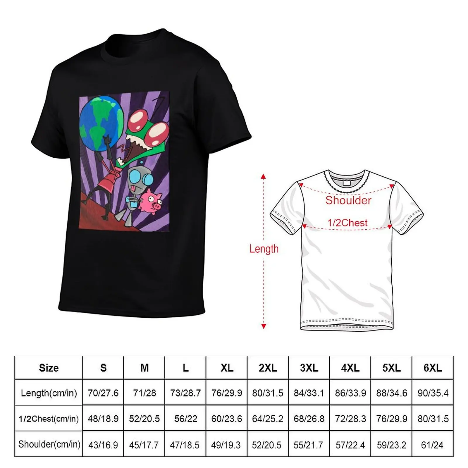 Invader Zim Fanart T-Shirt Trendy Print Short Sleeve T-Shirt