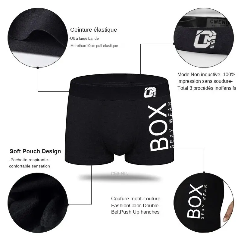 4Pcs Man Underpants Boxershorts Cotton Male Breathable Underwear Men\'s Panties Soft Boxer Underpants