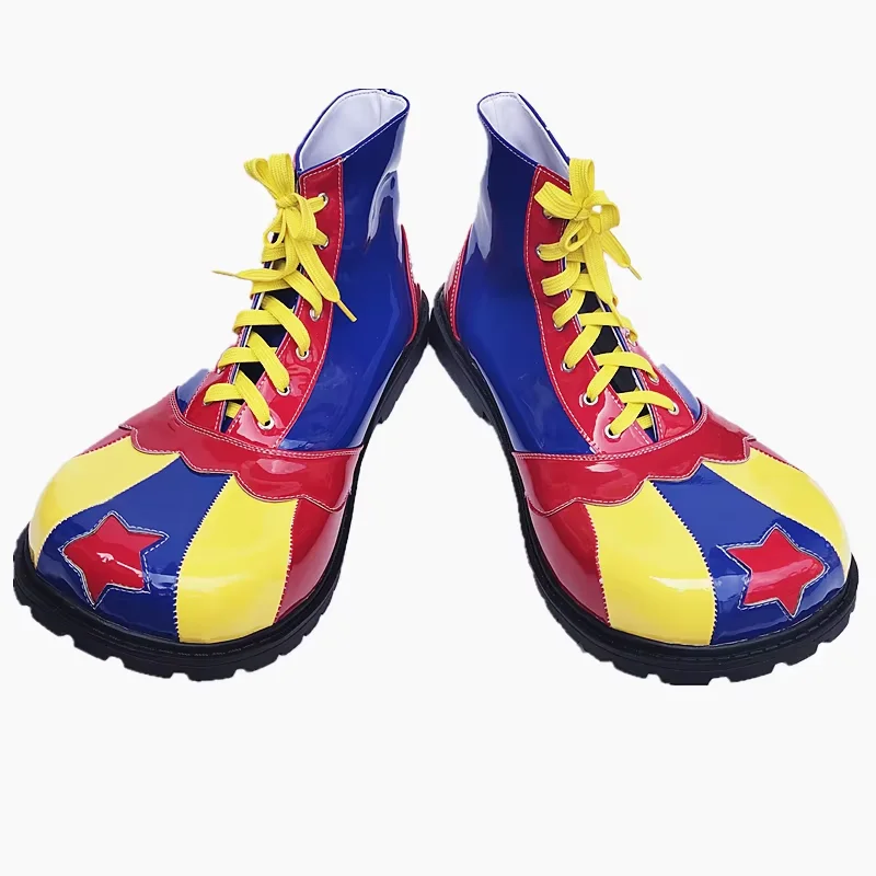 Colorful PU Clown Boots For Adults Funny Joker Cosplay Shoes Club Party Cosplay Accessory