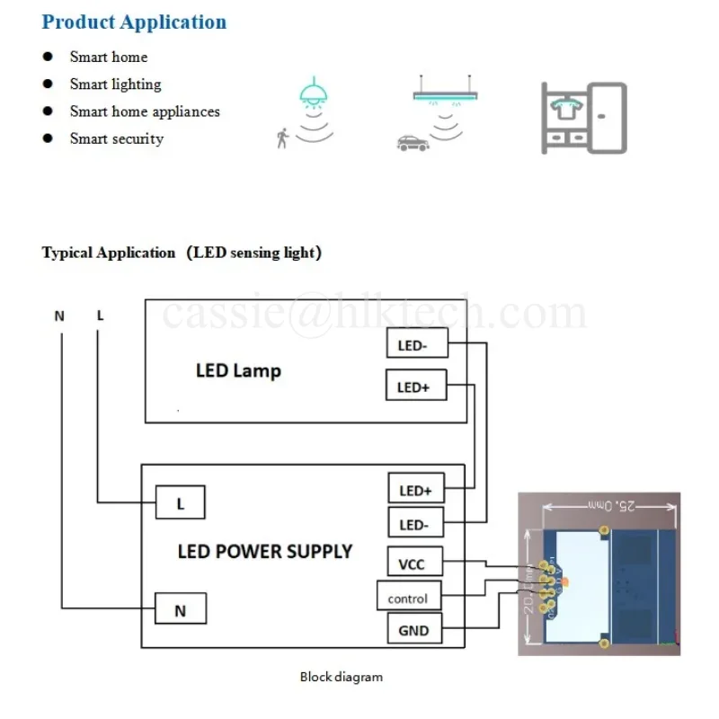 Interruttore movimento umano interruttore Radar a microonde rilevamento induzione intelligente HLK-LD101 modulo di movimento sensore Radar 10G