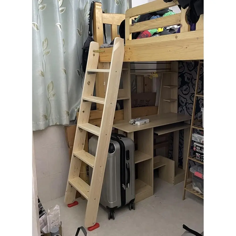 سلم سرير خشبي بطابقين قابل للتعديل مع خطوات مبطنة للأطفال وكبار السن والمعاقين، مثالي للمساكن والتصميم التركيز على السلامة