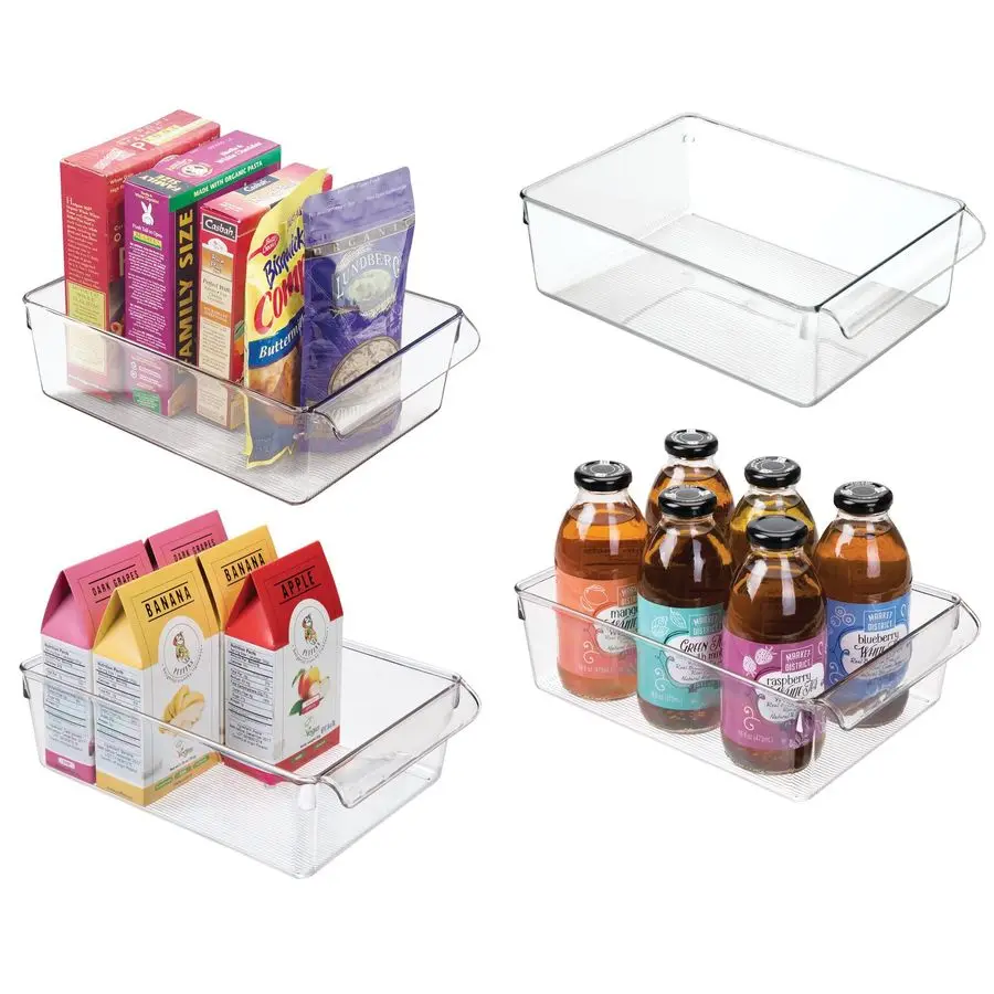 

Контейнер для хранения в холодильнике с ручкой Поднос для холодильника для сыров и закусок Набор из 4 прозрачных