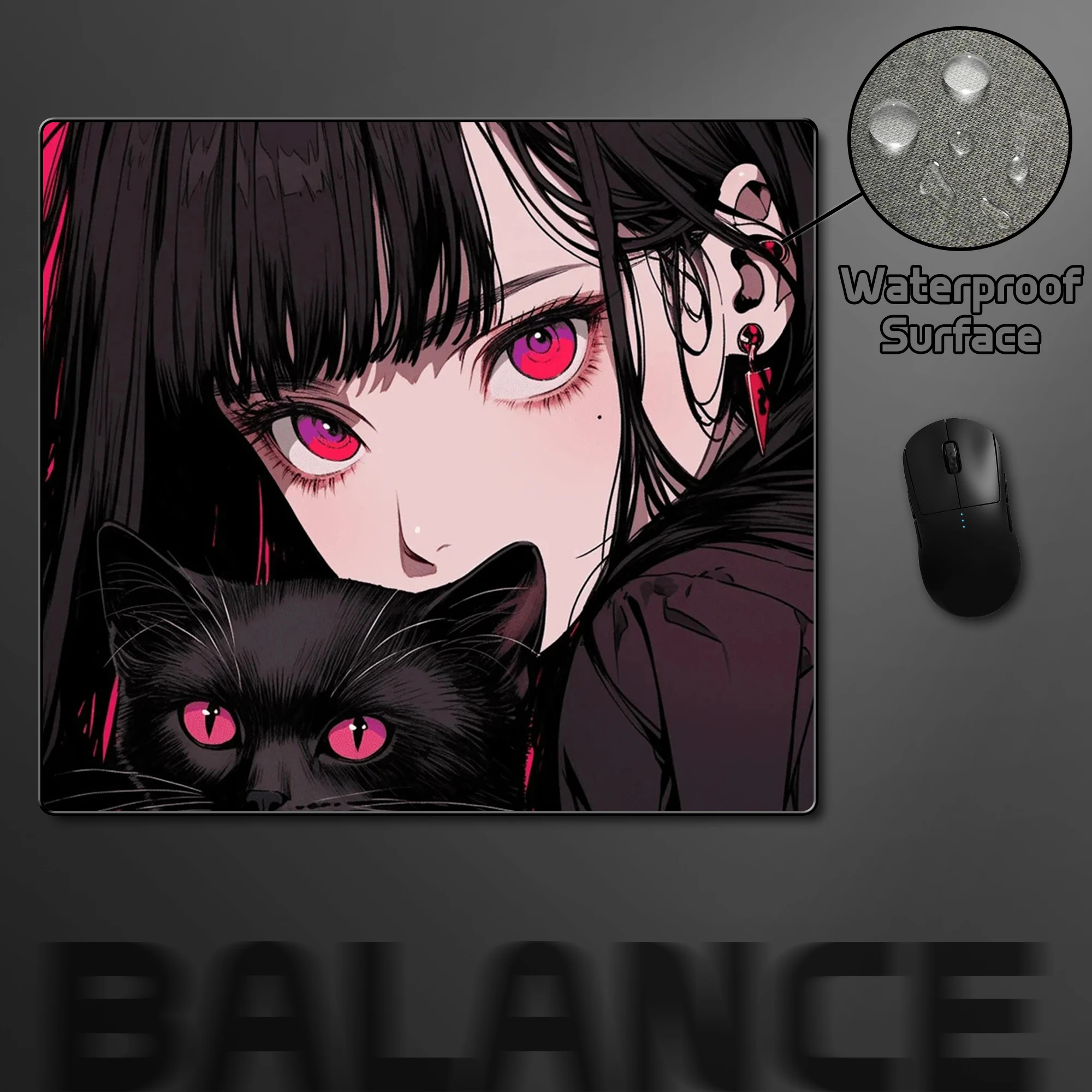 

45*40 см игровой коврик для мыши с ультратонкой поверхностью, кошка, аниме для девочек, водонепроницаемый коврик для мыши с поверхностью, нескользящий коврик для клавиатуры, ноутбука, настольный коврик