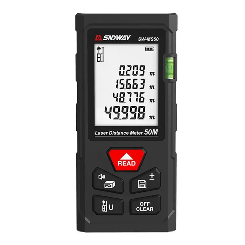 SNDWAY 50 Meters Infrared Distance Meter Electronic Laser Ruler With Distance/Area/Volume/Self-Calibration
